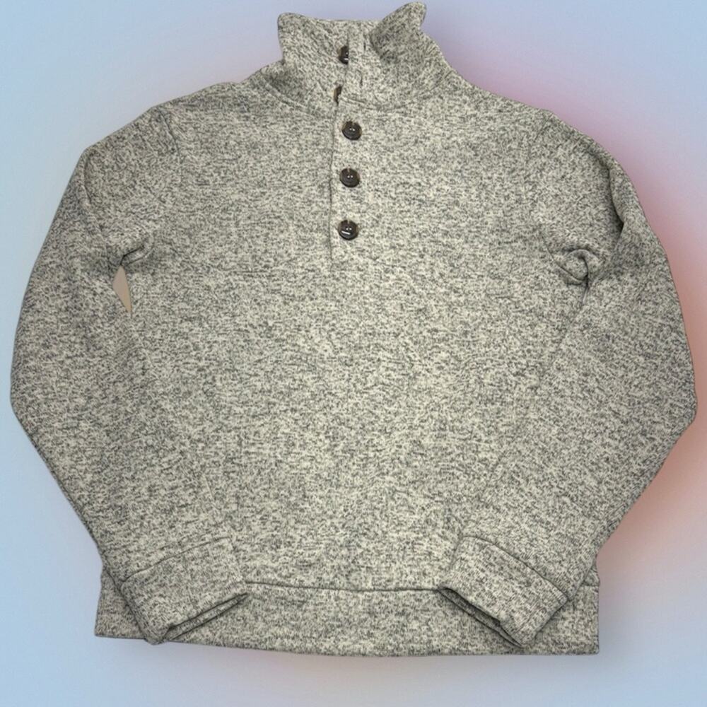 H2H Men's Small Cream / Gray Sweater with Button Collar NEW